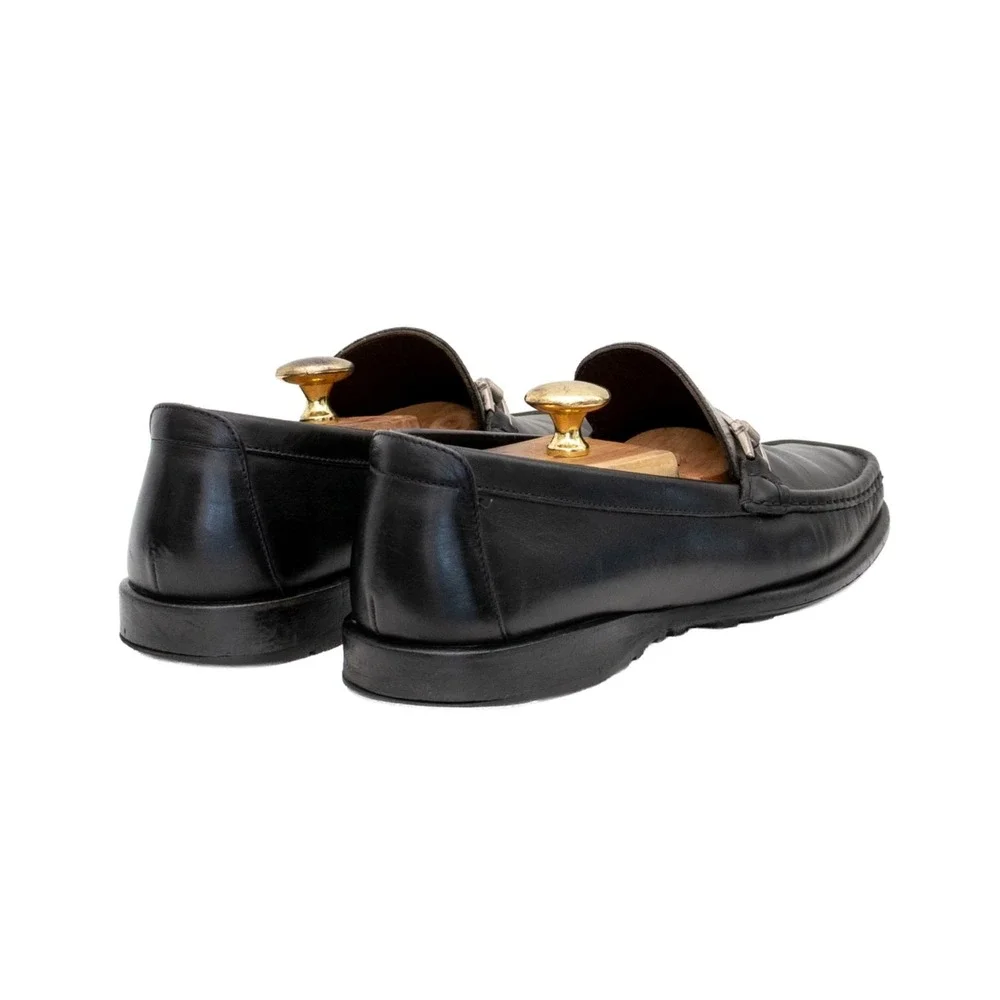 SALVATORE FERRAGAMO Men's‎ Size 8.5 D Black Leather Horsebit Loafers Italy